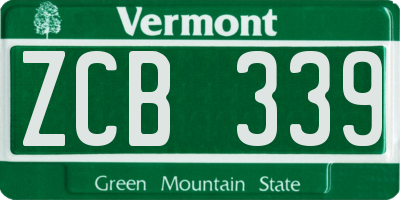 VT license plate ZCB339