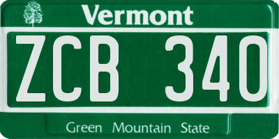 VT license plate ZCB340