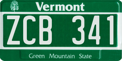 VT license plate ZCB341