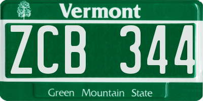 VT license plate ZCB344