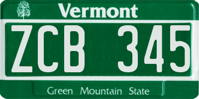 VT license plate ZCB345