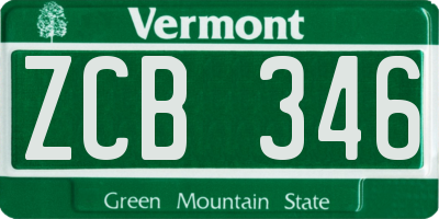 VT license plate ZCB346