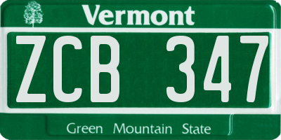 VT license plate ZCB347