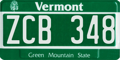 VT license plate ZCB348