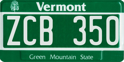 VT license plate ZCB350