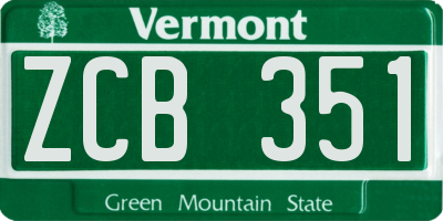 VT license plate ZCB351