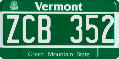 VT license plate ZCB352