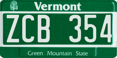 VT license plate ZCB354