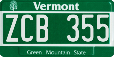 VT license plate ZCB355