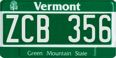 VT license plate ZCB356
