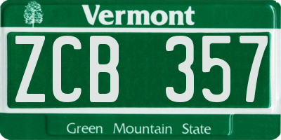 VT license plate ZCB357