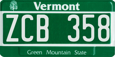 VT license plate ZCB358