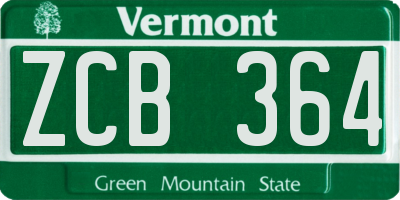 VT license plate ZCB364