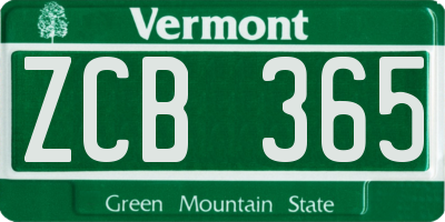 VT license plate ZCB365
