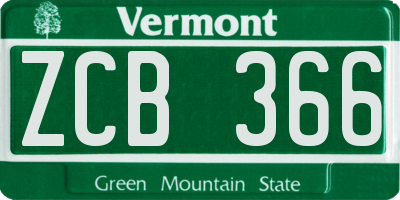 VT license plate ZCB366