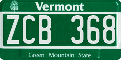 VT license plate ZCB368