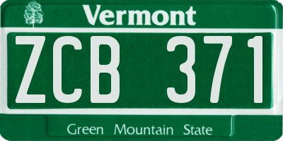 VT license plate ZCB371