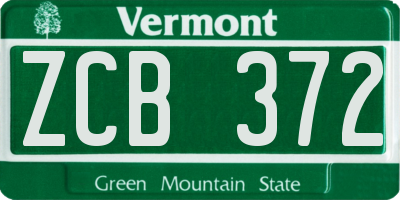 VT license plate ZCB372