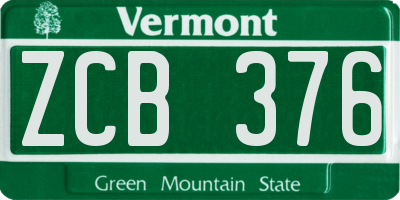 VT license plate ZCB376