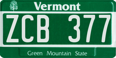 VT license plate ZCB377