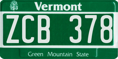 VT license plate ZCB378