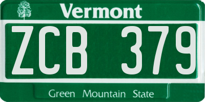 VT license plate ZCB379