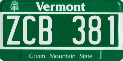VT license plate ZCB381