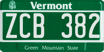 VT license plate ZCB382