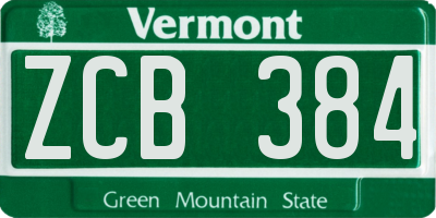 VT license plate ZCB384