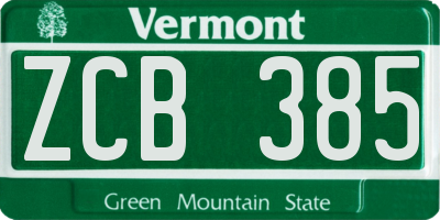 VT license plate ZCB385