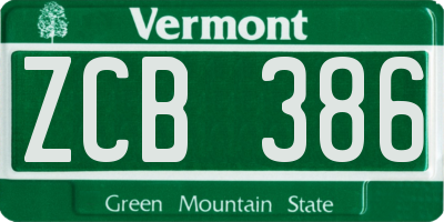 VT license plate ZCB386
