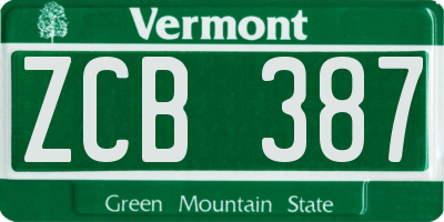 VT license plate ZCB387