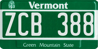 VT license plate ZCB388