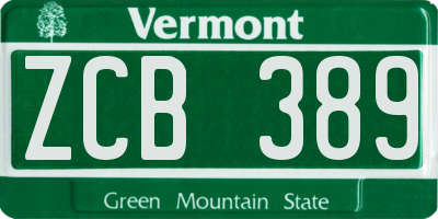 VT license plate ZCB389