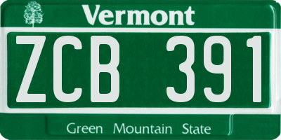 VT license plate ZCB391