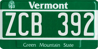 VT license plate ZCB392
