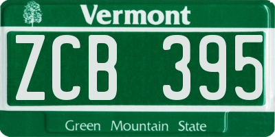 VT license plate ZCB395