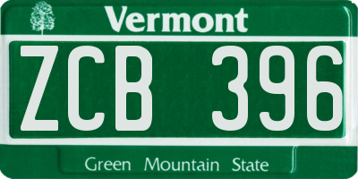 VT license plate ZCB396