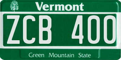 VT license plate ZCB400