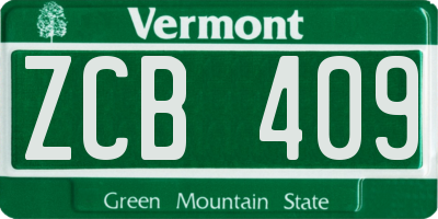 VT license plate ZCB409