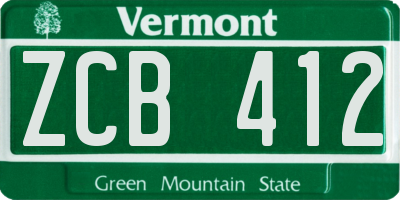 VT license plate ZCB412