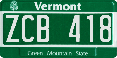 VT license plate ZCB418
