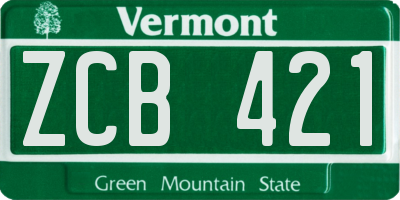 VT license plate ZCB421