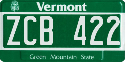 VT license plate ZCB422