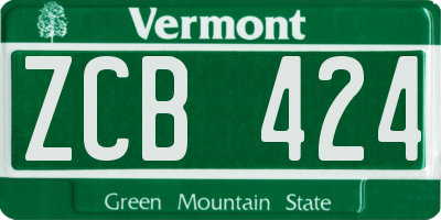 VT license plate ZCB424