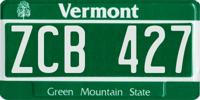 VT license plate ZCB427