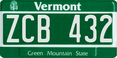 VT license plate ZCB432