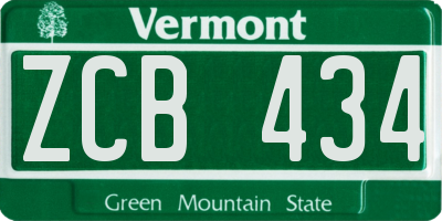 VT license plate ZCB434