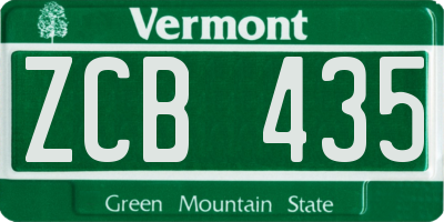 VT license plate ZCB435