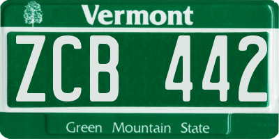 VT license plate ZCB442